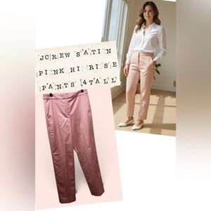 J.Crew Kate Straight-Leg Pant Structured Satin Pink 4Tall